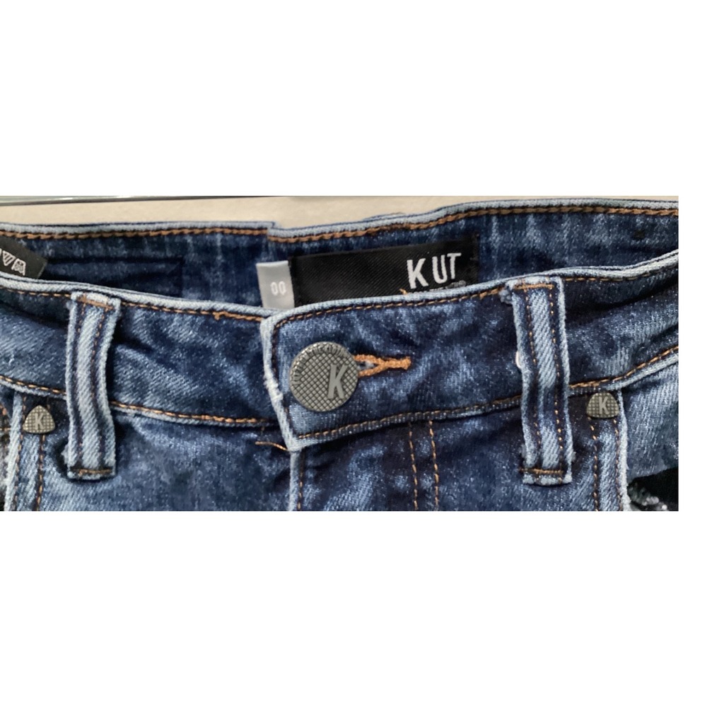 Kut from the Kloth Mia HighRise Skinny Jeans Dark Wash Raw Hem Size 00 KP0995MA2 - Picture 2 of 6
